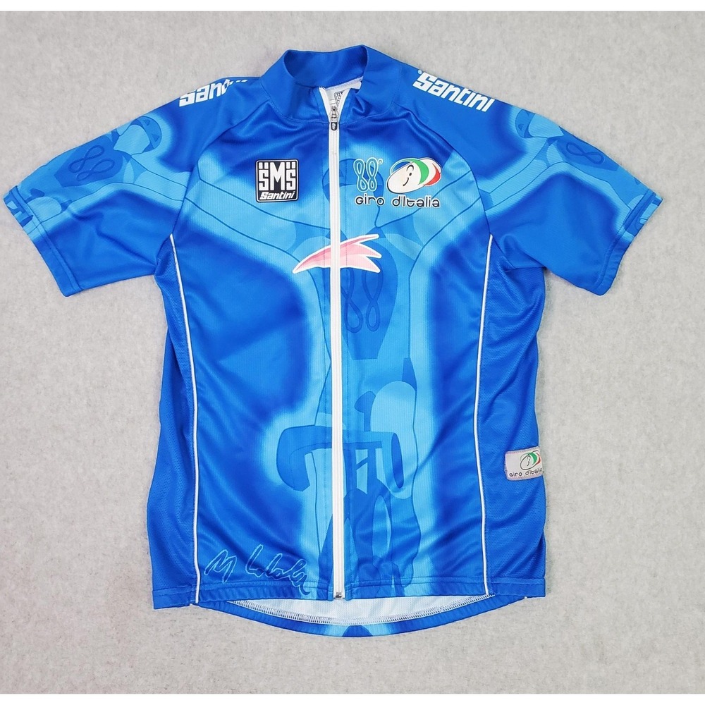Santini Cycling Jersey Mens Medium Blue 88 Giro D'Italia Full Zip Pockets Bike